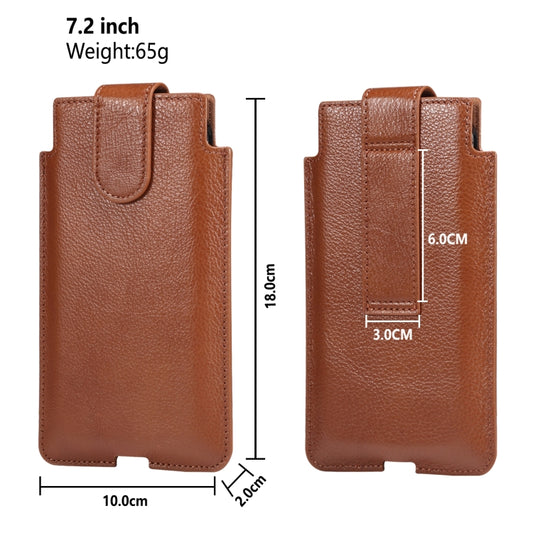 Universal Cow Leather Vertical Mobile Phone Leather Case Waist Bag For 7.2 inch and Below Phones(Brown) by buy2fix