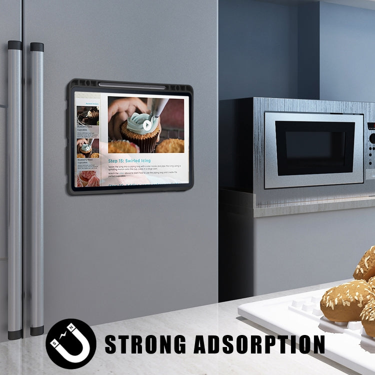 For Samsung Galaxy Tab S7 FE T730 / T735 / Tab S7+ / T970 / T975 Cloth Texture Multi-folding Leather Tablet Case with Holder & Sleep / Wake-up (Black) by buy2fix