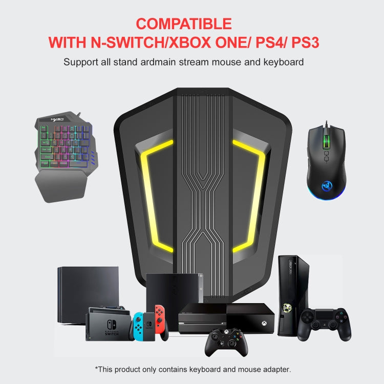 HXSJ P6+V100+A883 Keyboard Mouse Converter + One-handed Keyboard + Gaming Mouse Set by HXSJ