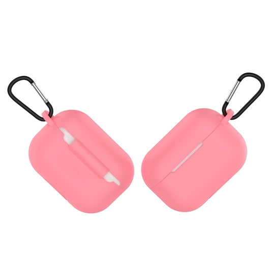 Solid Color Silicone Earphone Protective Case for AirPods Pro, with Hook(Pink) by buy2fix