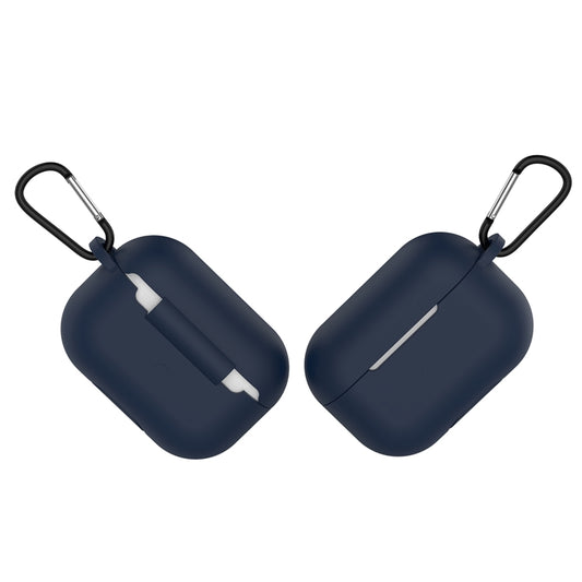 Solid Color Silicone Earphone Protective Case for AirPods Pro, with Hook(Midnight Blue) by buy2fix