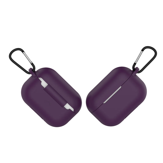 Solid Color Silicone Earphone Protective Case for AirPods Pro, with Hook(Purple) by buy2fix