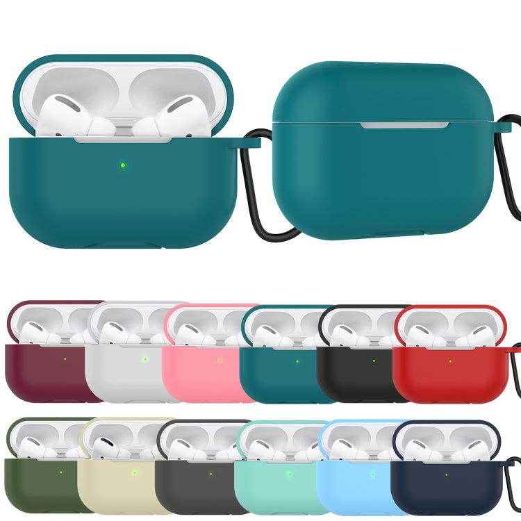 Solid Color Silicone Earphone Protective Case for AirPods Pro, with Hook(Wine Red) by buy2fix