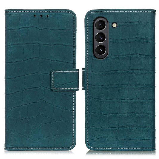 For Samsung Galaxy S21 FE Crocodile Texture Horizontal Flip Leather Case with Holder & Card Slots & Wallet(Dark Green) by buy2fix