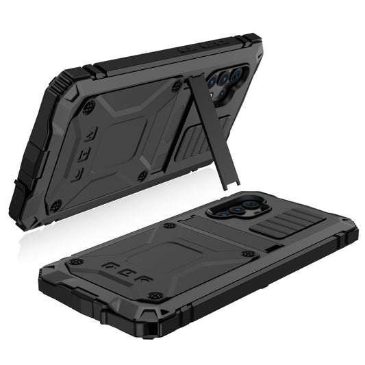 For Samsung Galaxy A32 4G R-JUST Waterproof Shockproof Dustproof Metal + Silicone Protective Case with Holder(Black) by R-JUST