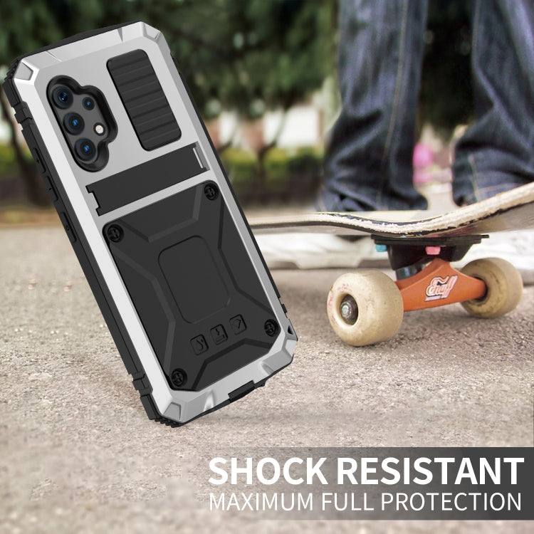 For Samsung Galaxy A32 4G R-JUST Waterproof Shockproof Dustproof Metal + Silicone Protective Case with Holder(Silver) by R-JUST