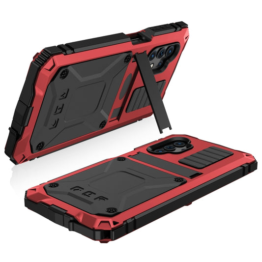 For Samsung Galaxy A32 5G / M32 5G R-JUST Waterproof Shockproof Dustproof Metal + Silicone Protective Case with Holder(Red) by R-JUST