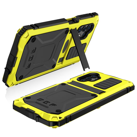 For Samsung Galaxy A32 5G / M32 5G R-JUST Waterproof Shockproof Dustproof Metal + Silicone Protective Case with Holder(Yellow) by R-JUST