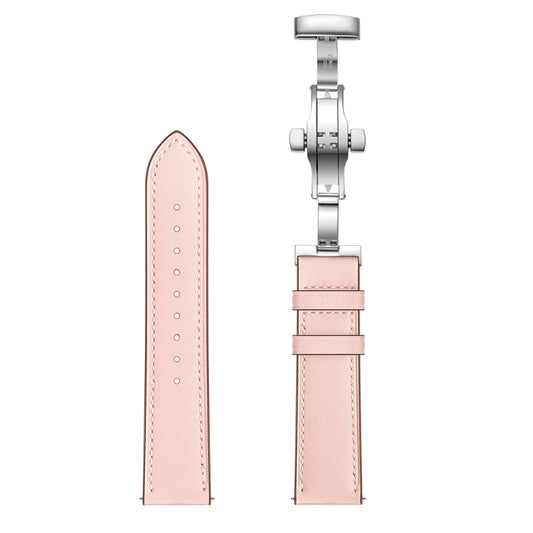 22mm Universal Butterfly Buckle Leather Watch Band, Style:Silver Buckle(Pink) by buy2fix