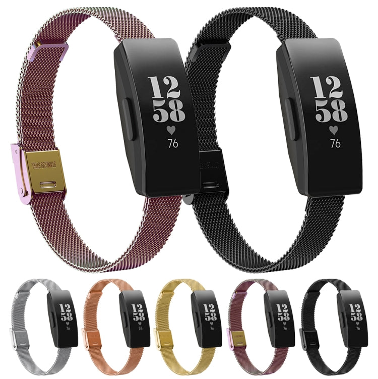 For Fitbit Inspire / Inspire HR / Ace 2 Double Insurance Buckle Milanese Watch Band(Rose Gold) by buy2fix