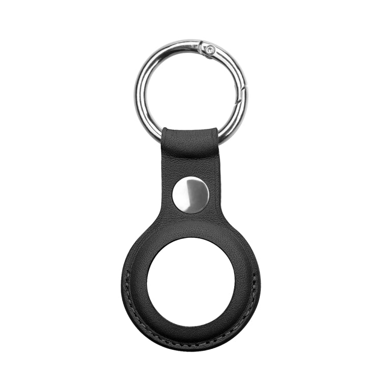 Anti-scratch Top-layer Cowhide Leather Case Cover with Switchable Keychain Ring for AirTag(Black) - Key Chain Series by buy2fix | Online Shopping UK | buy2fix