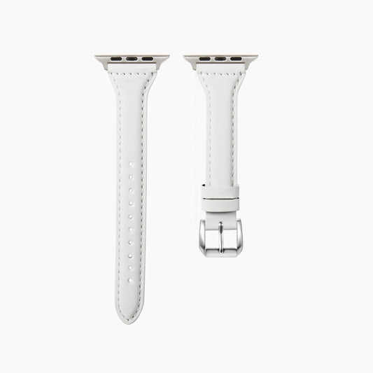 Universal T-shaped Thin Leather Watch Band For Apple Watch Series 7 45mm / 6 & SE & 5 & 4 44mm / 3 & 2 & 1 42mm(White) by buy2fix