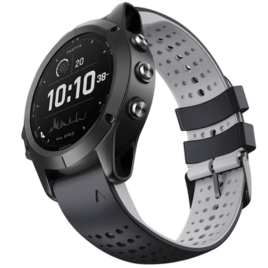 For Garmin Fenix 6 Two-color Silicone Round Hole Quick Release Watch Band(Black Grey) by buy2fix
