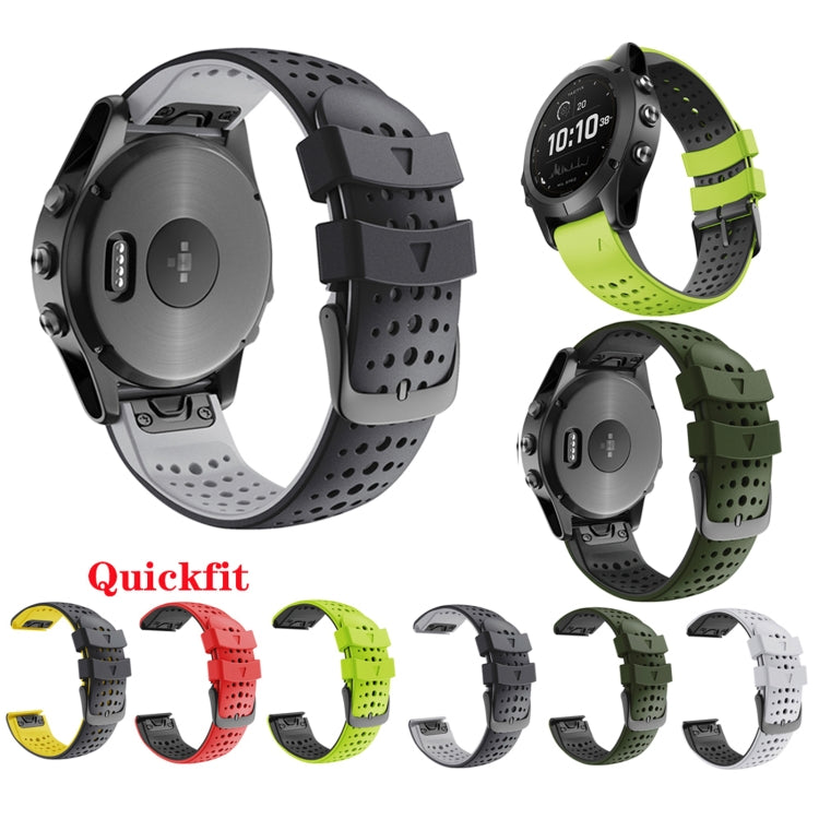 For Garmin Fenix 6 Two-color Silicone Round Hole Quick Release Watch Band(Red Black) by buy2fix