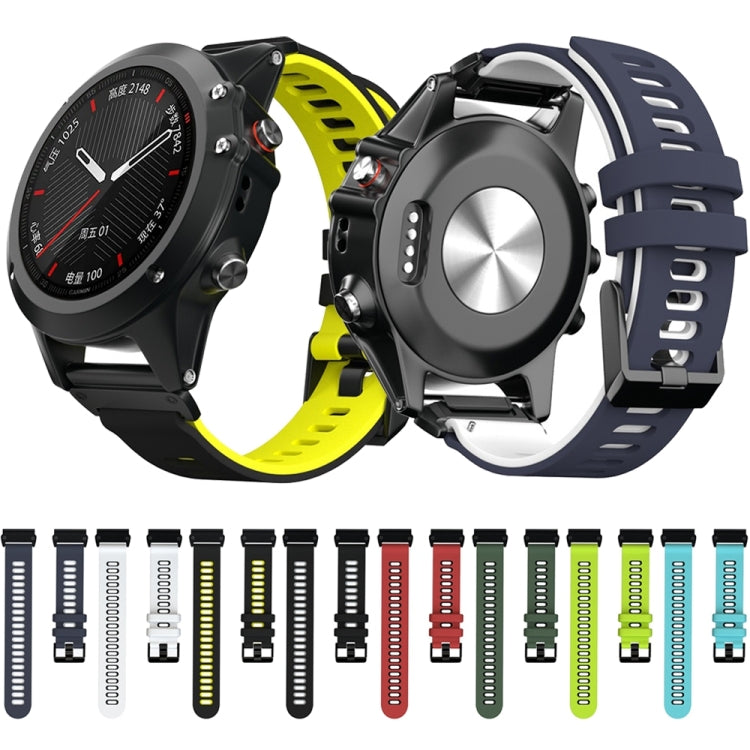 For Garmin Fenix 6X Two-color Silicone Quick Release Watch Band(Black Yellow) by buy2fix