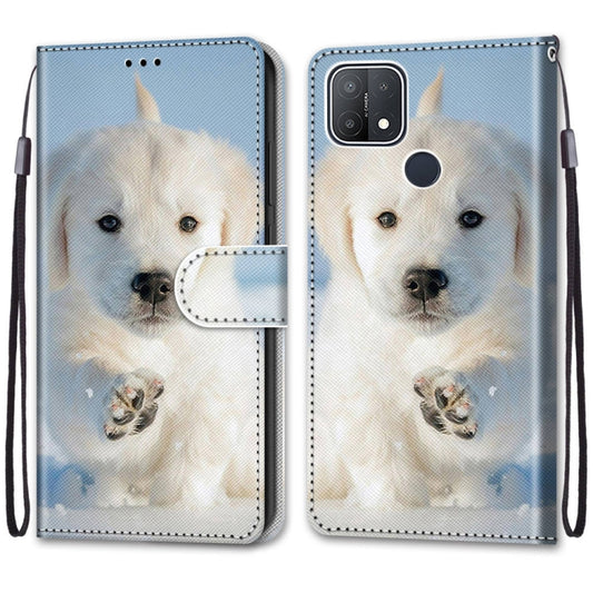 For OPPO A15 / A15s Coloured Drawing Cross Texture Horizontal Flip PU Leather Case with Holder & Card Slots & Wallet & Lanyard(Snow Puppy) by buy2fix