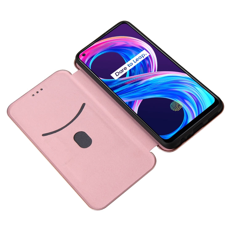 For OPPO Realme 8 / 8 Pro Carbon Fiber Texture Horizontal Flip TPU + PC + PU Leather Case with Card Slot(Pink) by buy2fix