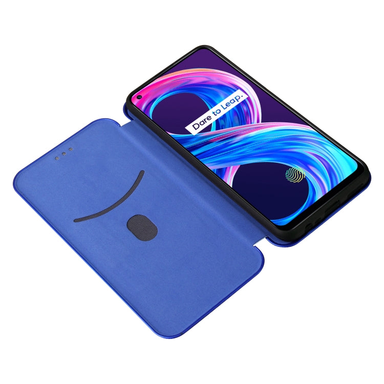 For OPPO Realme 8 / 8 Pro Carbon Fiber Texture Horizontal Flip TPU + PC + PU Leather Case with Card Slot(Blue) by buy2fix
