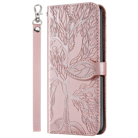 For Samsung Galaxy A32 5G Life of Tree Embossing Pattern Horizontal Flip Leather Case with Holder & Card Slot & Wallet & Photo Frame & Lanyard(Rose Gold) by buy2fix