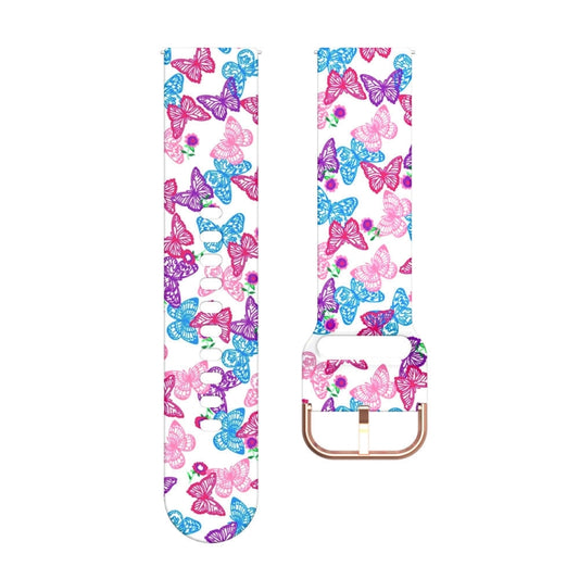 For Samsung Galaxy Watch 42mm Silicone Printing Watch Band(Colorful Butterflies) by buy2fix