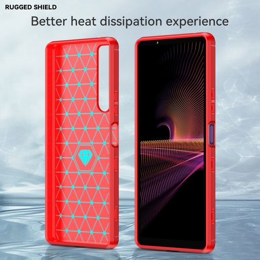 For Sony Xperia 1 III Brushed Texture Carbon Fiber TPU Case(Red) by buy2fix