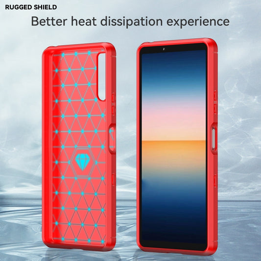For Sony Xperia 10 III Brushed Texture Carbon Fiber TPU Case(Red) by buy2fix