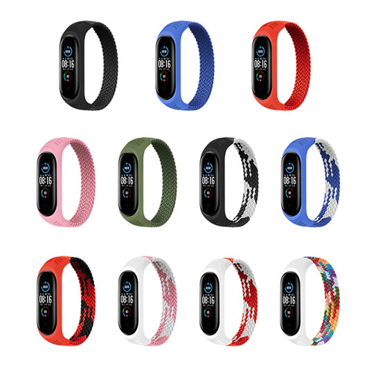 For Xiaomi Mi Band 6 / 5 / 4 / 3 Universal Nylon Elasticity Weave Watch Band, Size:L 170mm(Black White) by buy2fix