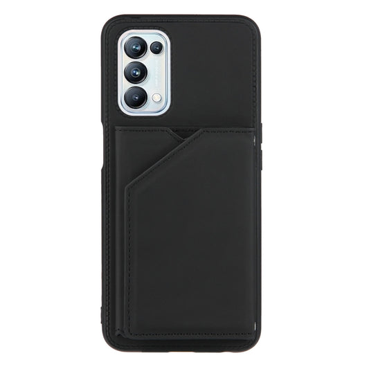 For OPPO A93 5G Skin Feel PU + TPU + PC Back Cover Shockproof Case with Card Slots & Holder & Photo Frame(Black) by buy2fix