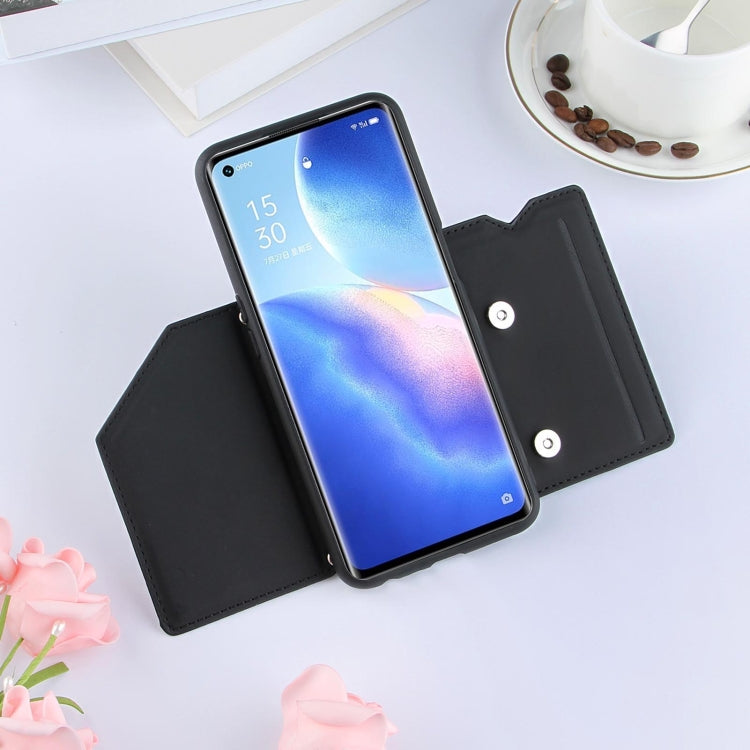 For OPPO A93 5G Skin Feel PU + TPU + PC Back Cover Shockproof Case with Card Slots & Holder & Photo Frame(Black) by buy2fix