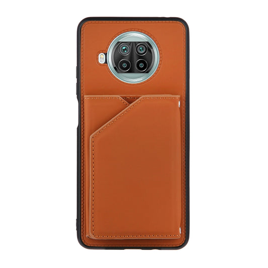 For Xiaomi Mi 10T Lite 5G Skin Feel PU + TPU + PC Back Cover Shockproof Case with Card Slots & Holder & Photo Frame(Brown) by buy2fix