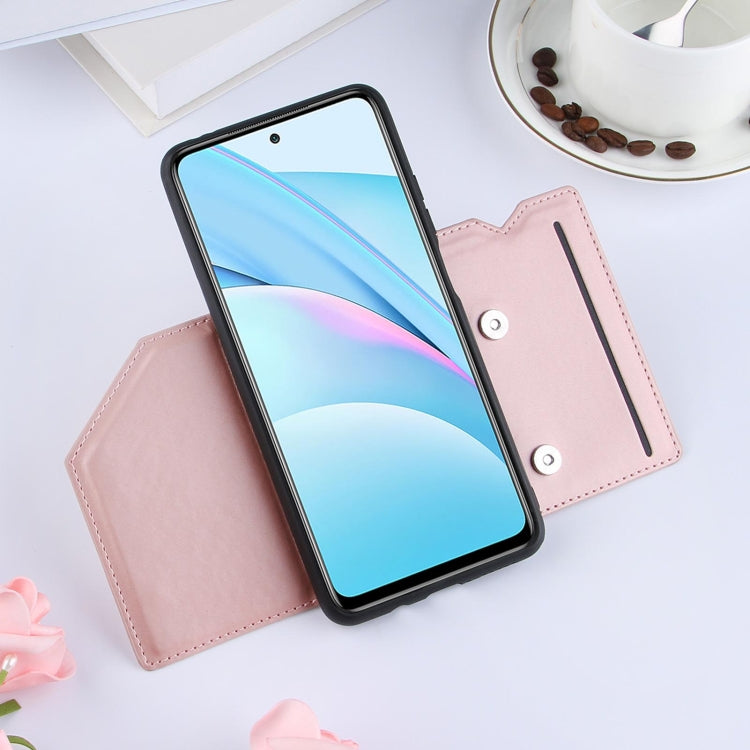 For Xiaomi Mi 10T Lite 5G Skin Feel PU + TPU + PC Back Cover Shockproof Case with Card Slots & Holder & Photo Frame(Rose Gold) by buy2fix