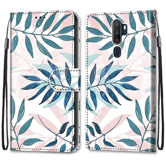 For OPPO A9 (2020) / A5 (2020) / A11X / A11 Coloured Drawing Cross Texture Horizontal Flip PU Leather Case with Holder & Card Slots & Wallet & Lanyard(Pink Green Leaf) by buy2fix