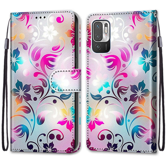 For Xiaomi Redmi Note 10 5G Coloured Drawing Cross Texture Horizontal Flip PU Leather Case with Holder & Card Slots & Wallet & Lanyard(Gradient Colorful Flower) by buy2fix