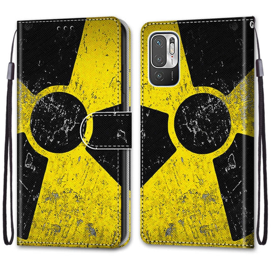 For Xiaomi Redmi Note 10 5G Coloured Drawing Cross Texture Horizontal Flip PU Leather Case with Holder & Card Slots & Wallet & Lanyard(Yellow Black Logo) by buy2fix