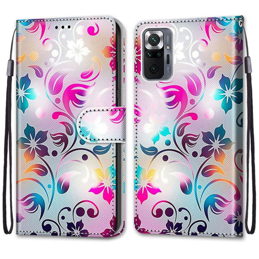 For Xiaomi Redmi Note 10 Pro Max / Note 10 Pro Coloured Drawing Cross Texture Horizontal Flip PU Leather Case with Holder & Card Slots & Wallet & Lanyard(Gradient Colorful Flower) by buy2fix