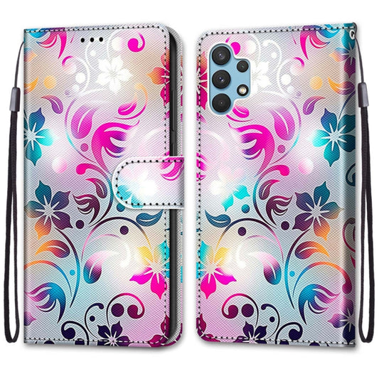 For Samsung Galaxy A32 4G / A32 Lite Coloured Drawing Cross Texture Horizontal Flip PU Leather Case with Holder & Card Slots & Wallet & Lanyard(Gradient Colorful Flower) by buy2fix