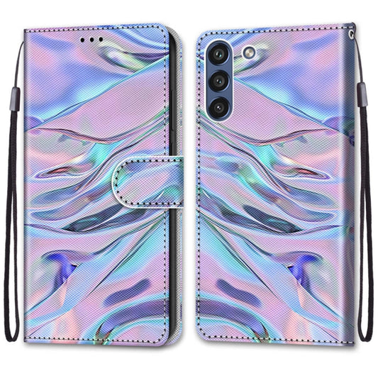 For Samsung Galaxy S21 FE Coloured Drawing Cross Texture Horizontal Flip PU Leather Case with Holder & Card Slots & Wallet & Lanyard(Fluorescent Water Texture) by buy2fix