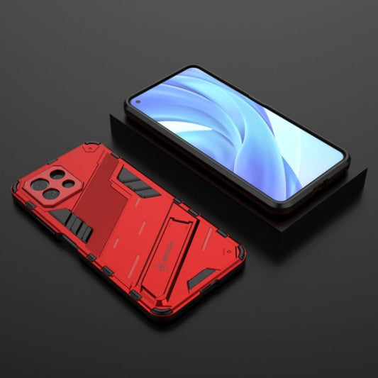 For Xiaomi Mi 11 Lite Punk Armor 2 in 1 PC + TPU Shockproof Case with Invisible Holder(Red) by buy2fix