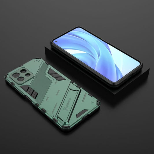 For Xiaomi Mi 11 Lite Punk Armor 2 in 1 PC + TPU Shockproof Case with Invisible Holder(Green) by buy2fix