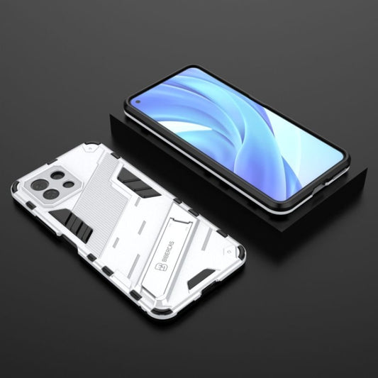 For Xiaomi Mi 11 Lite Punk Armor 2 in 1 PC + TPU Shockproof Case with Invisible Holder(White) by buy2fix