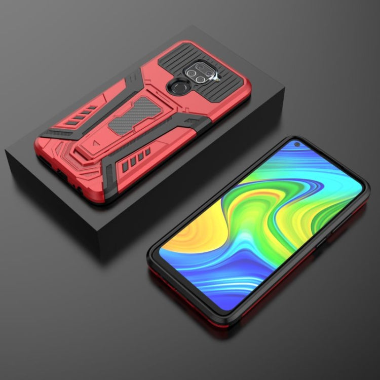 For Xiaomi Redmi Note 9 War Chariot Series Armor All-inclusive Shockproof PC + TPU Protective Case with Invisible Holder(Red) by buy2fix
