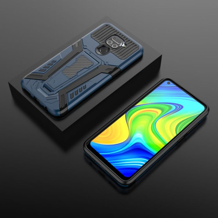 For Xiaomi Redmi Note 9 War Chariot Series Armor All-inclusive Shockproof PC + TPU Protective Case with Invisible Holder(Blue) by buy2fix