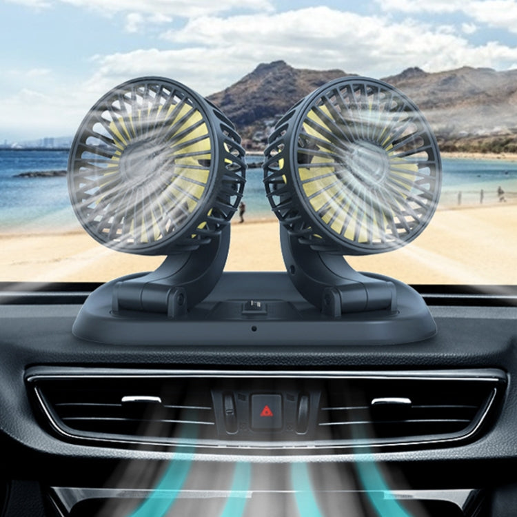 F410 24V Car Dual-head Folding Electric Cooling Fan with Temporary Temporary Parking Card by buy2fix