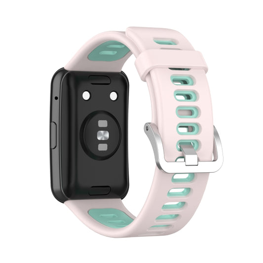 For Huawei Watch Fit Two-color Silicone Watch Band(Pink+Teal) by buy2fix