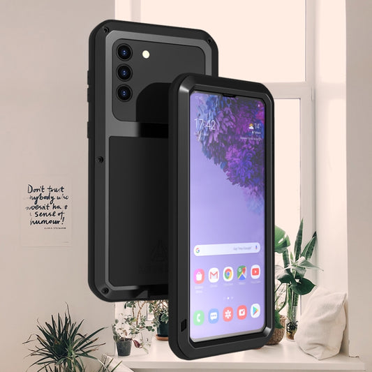 For Samsung Galaxy S21+ 5G LOVE MEI Metal Shockproof Waterproof Dustproof Protective Case with Glass(Black) by LOVE MEI