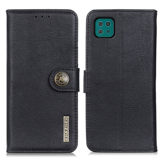 For Samsung Galaxy A22 5G(EU Version) KHAZNEH Cowhide Texture Horizontal Flip Leather Case with Holder & Card Slots & Wallet(Black) by buy2fix