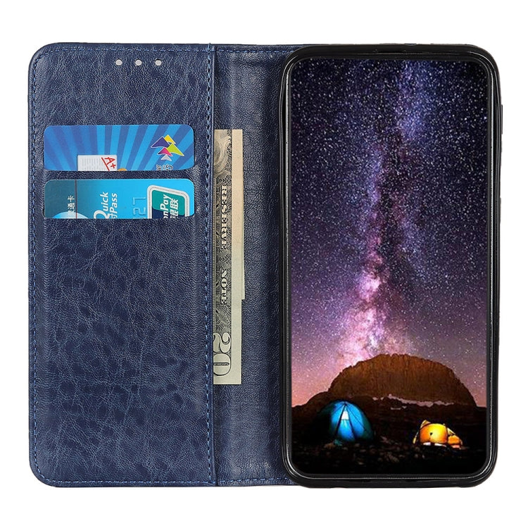 For Samsung Galaxy A22 5G(EU Version) Magnetic Crazy Horse Texture Horizontal Flip Leather Case with Holder & Card Slots & Wallet(Blue) by buy2fix
