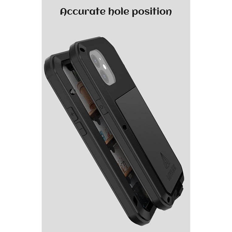 For iPhone 12 LOVE MEI Metal Shockproof Life Waterproof Dustproof Protective Case(Black) by LOVE MEI