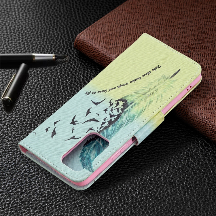For Xiaomi Redmi Note 10 Pro Colored Drawing Pattern Horizontal Flip Leather Case with Holder & Card Slots & Wallet(Feather) by buy2fix