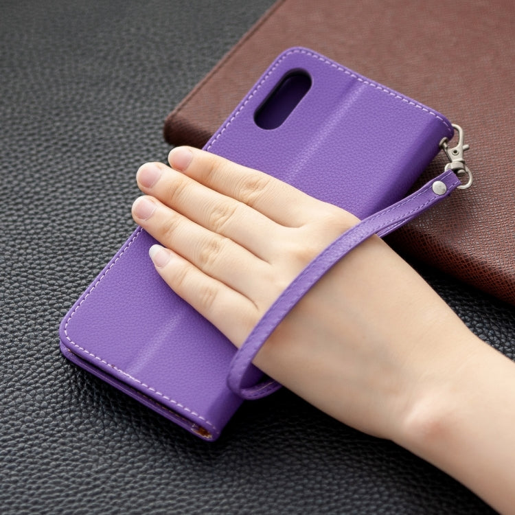 For Samsung Galaxy A02 Litchi Texture Pure Color Horizontal Flip Leather Case with Holder & Card Slots & Wallet & Lanyard(Purple) by buy2fix